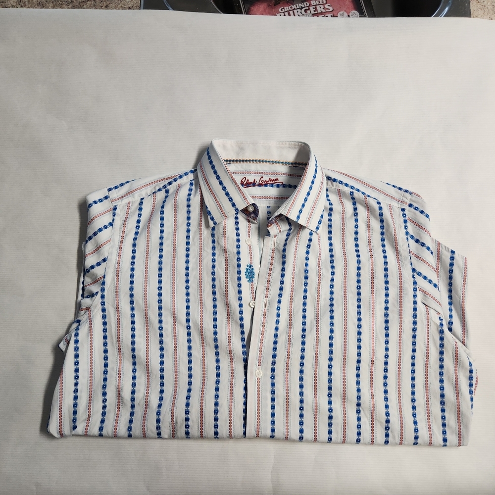 ROBERT GRAHAM MENS M FRENCH CUFF Long Sleeve Button Down SHIRT CUFF